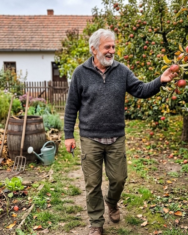 Kerti teendők az almafák között