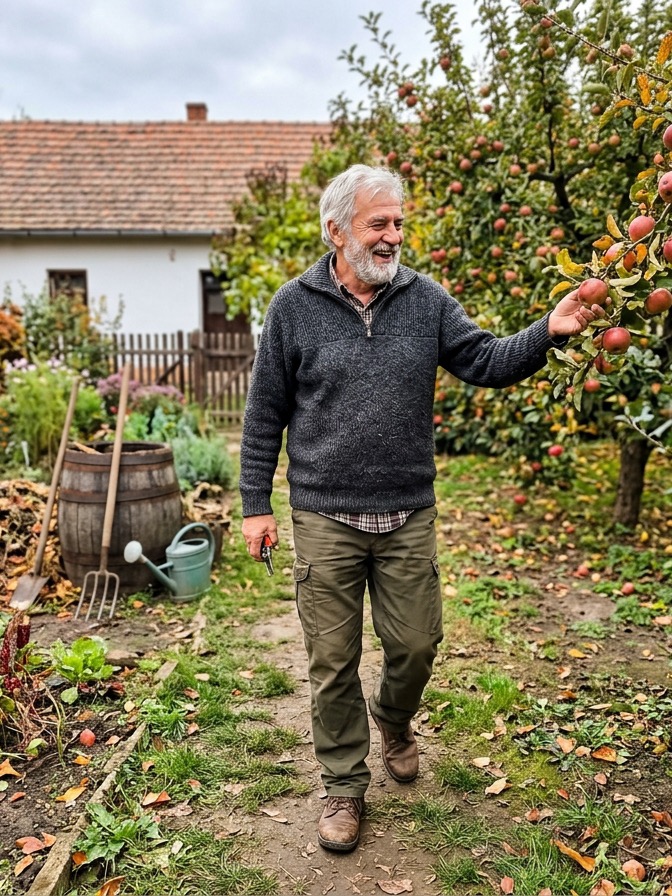 Őszi gyümölcsszedés a telken